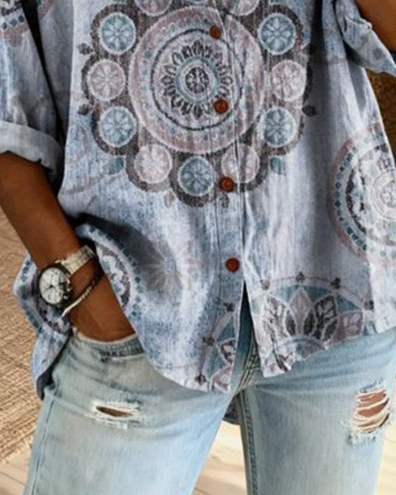Nirita - Camiseta De Manga Larga Con Estampado De Mandala