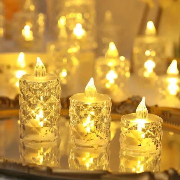 RadiantCrysta - 3 piezas/conjunto Velas De Cristal Sin Llama