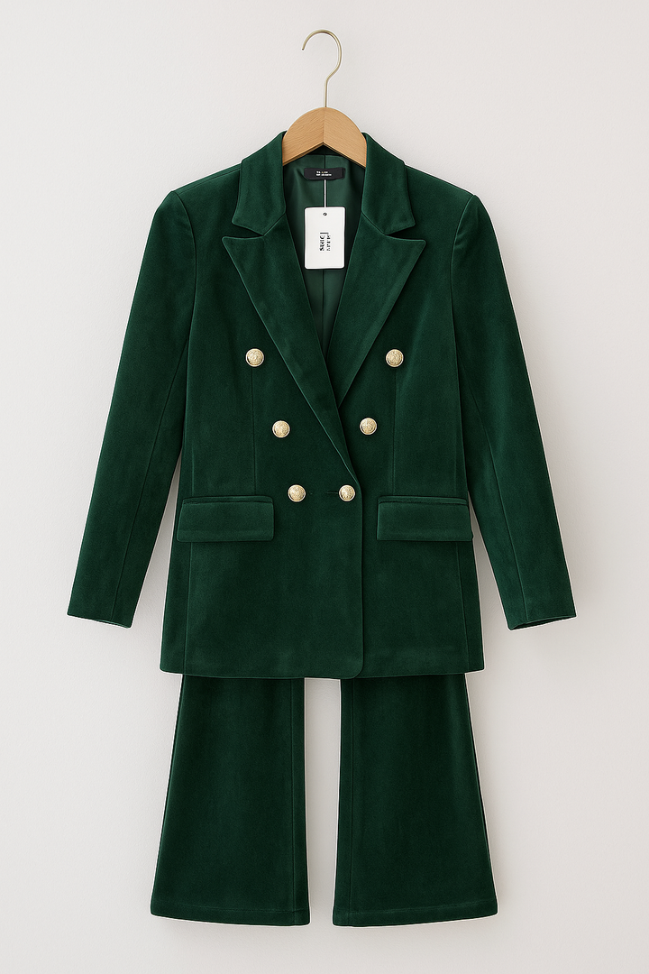 Dimitra - Conjunto De Blazer Cruzado De Terciopelo