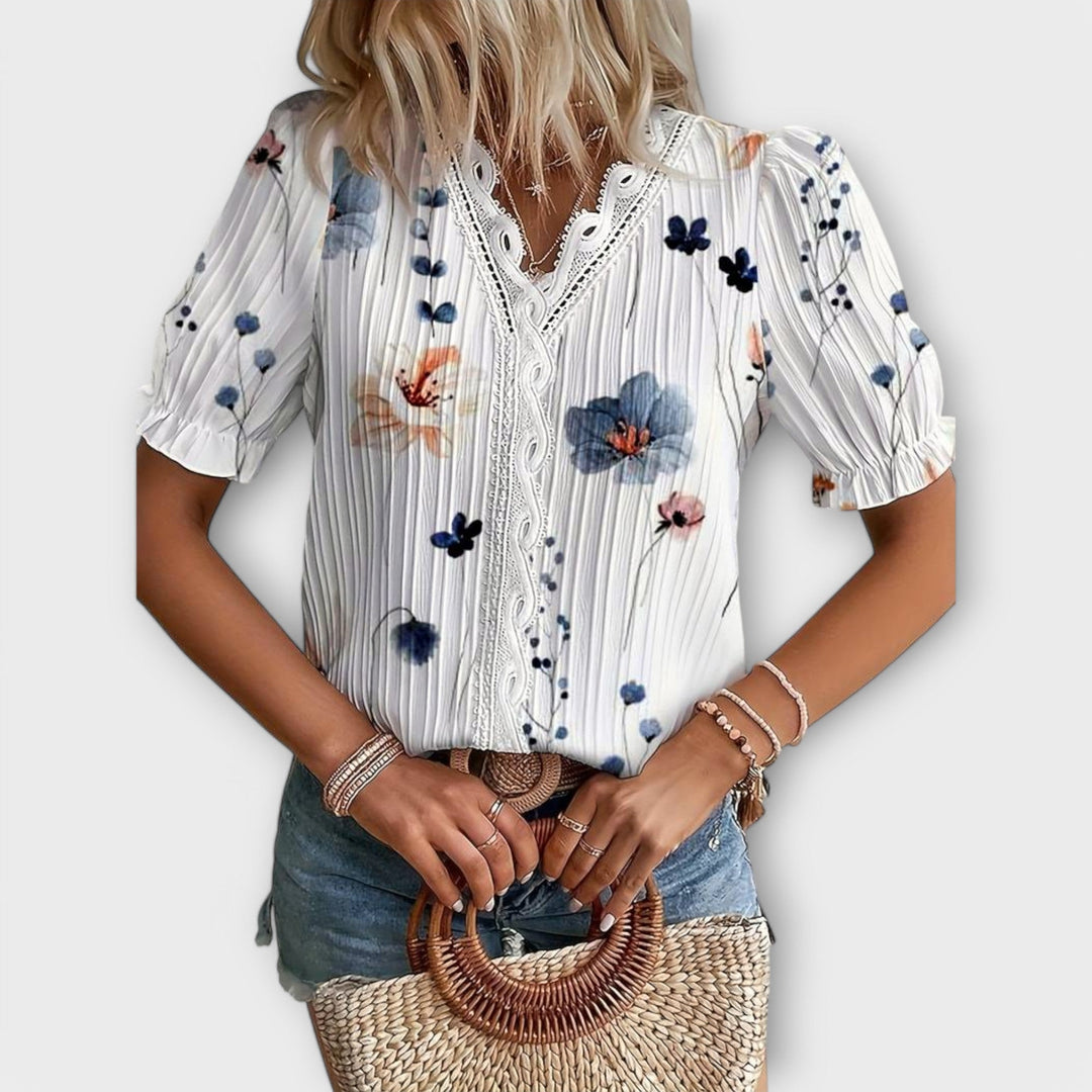 Bruni - Elegante Blusa Estampada De Manga Corta