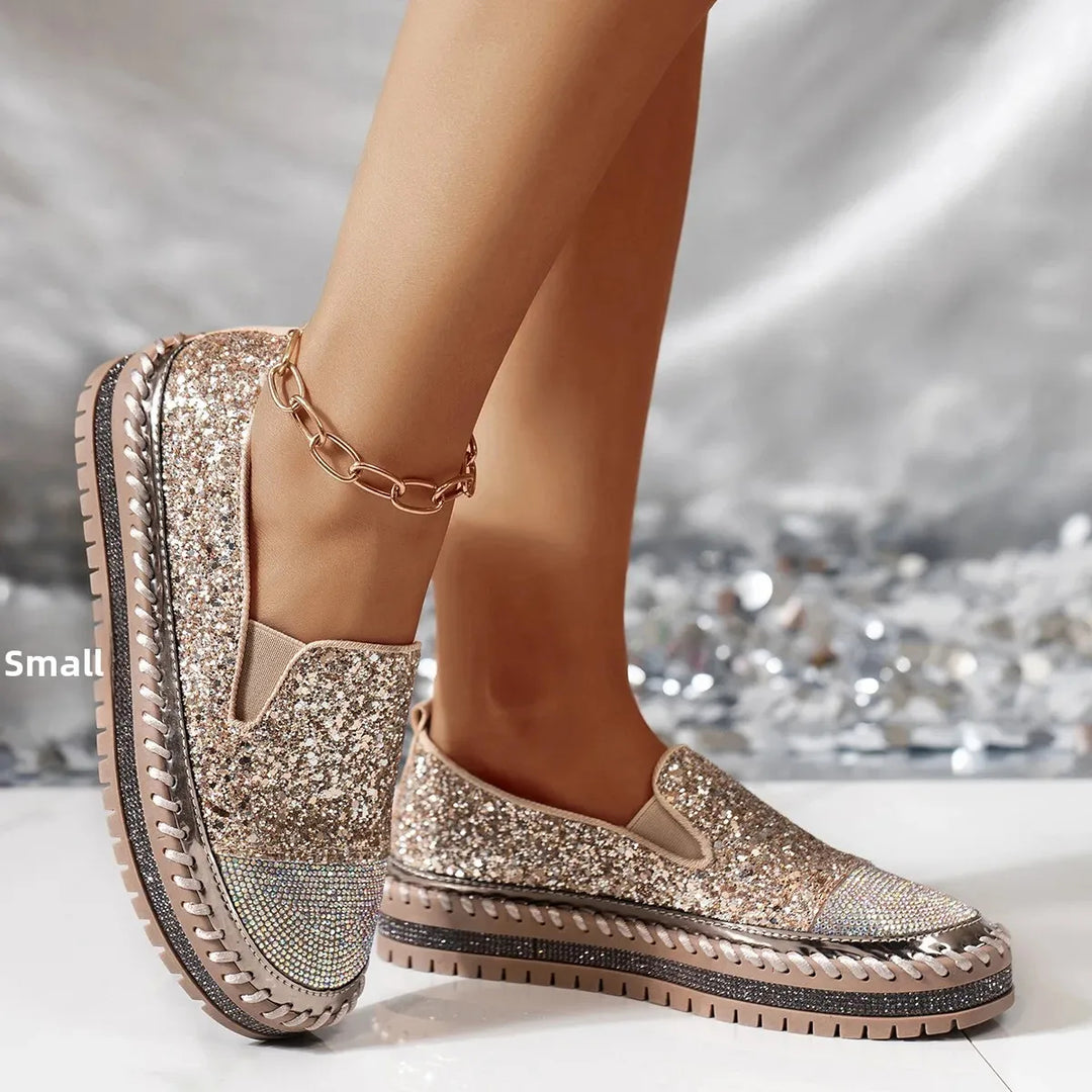 Lizka - Mocasines de Plataforma Con Purpurina y Pedrería