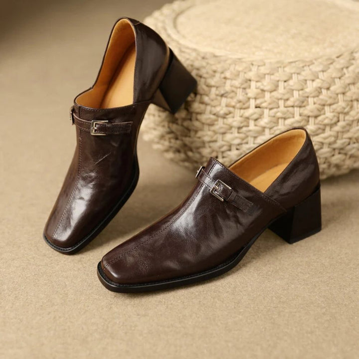 Misha - Elegantes Mocasines De Cuero Con Tacón