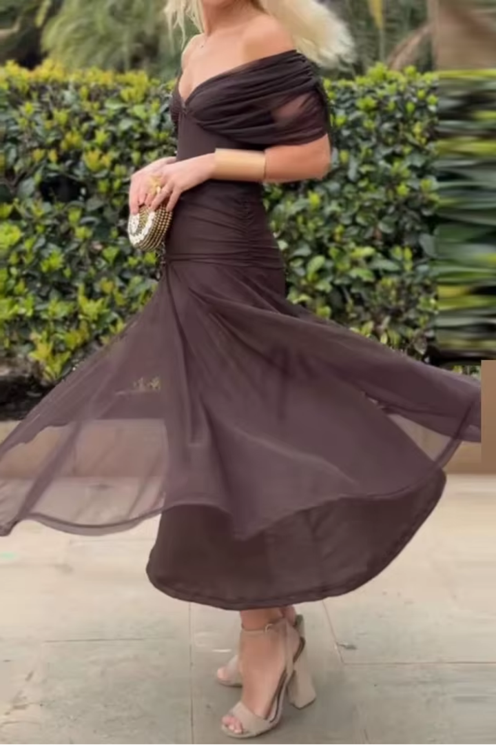 Nefeli - Elegante Vestido Largo De Fiesta Con Cuello En V