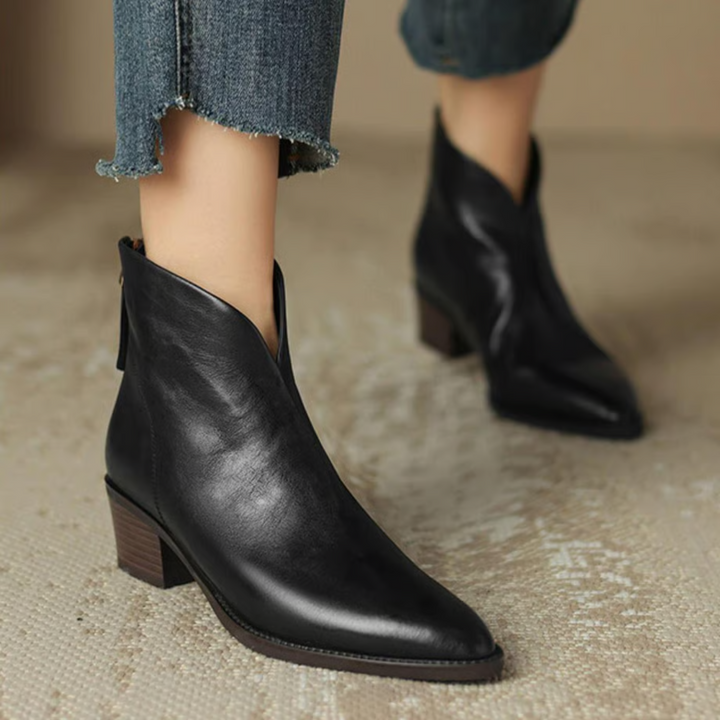 Zabrina - Botines De Cuero Con Punta Afilada