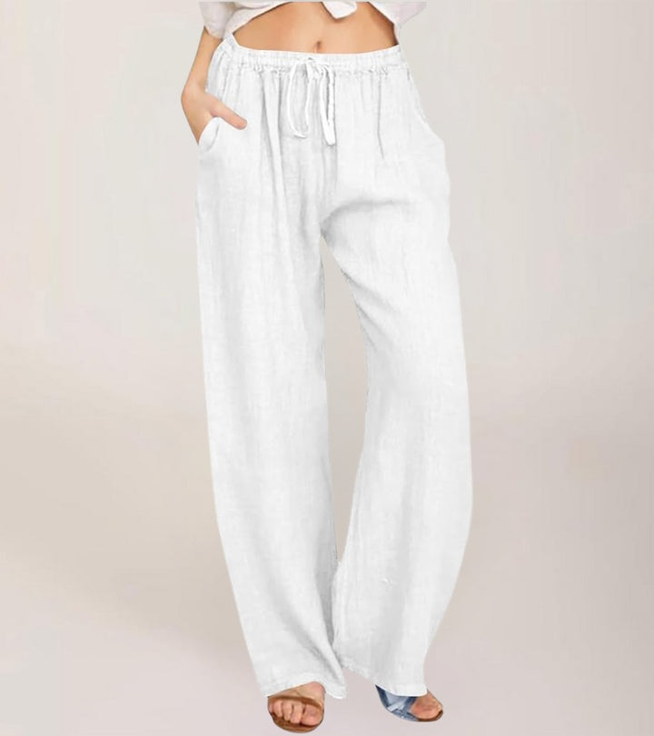 Maialen - Pantalones Anchos De Lino Para Verano