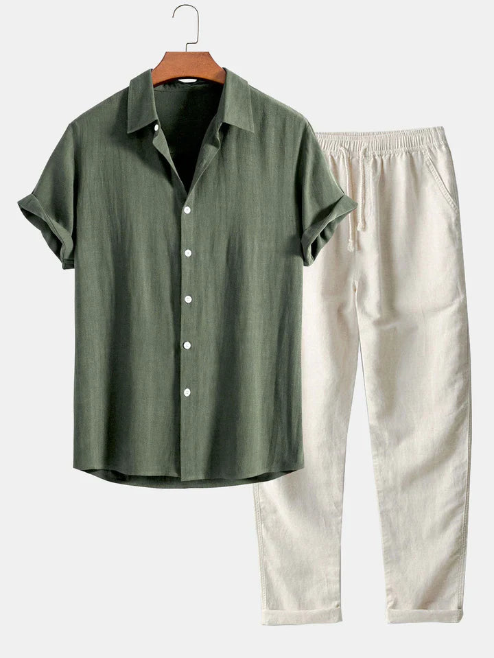 Booker - Camisa De Mezcla De Lino Con Pantalón Recto