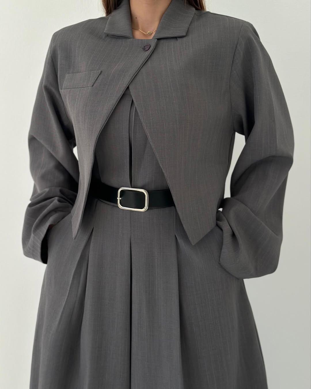 Lauralie - Conjunto Para Ir Al Trabajo Con Mono Sin Tirantes Estilo Chaqueta