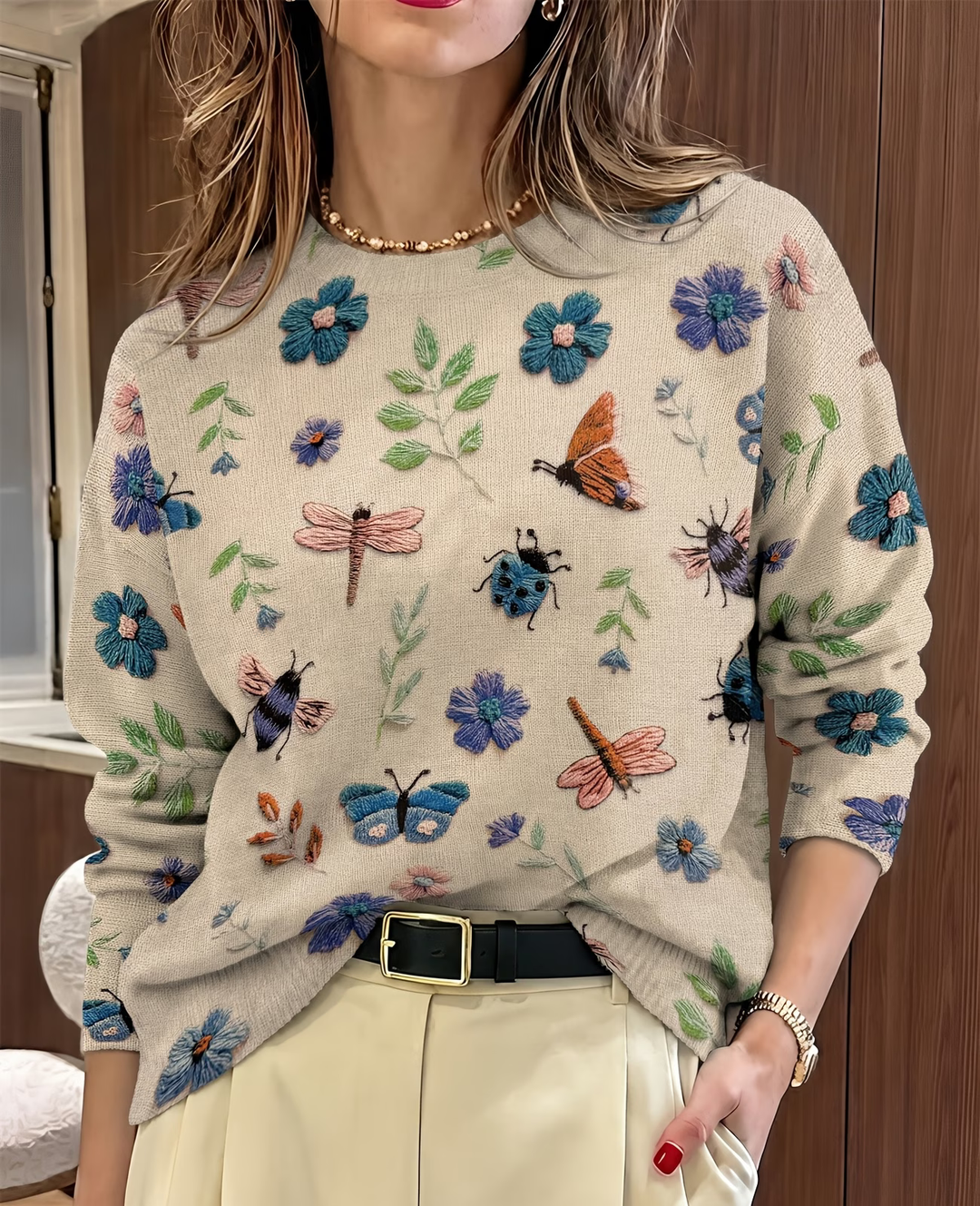 Lesa - Jersey Con Estampado Floral Y De Insectos