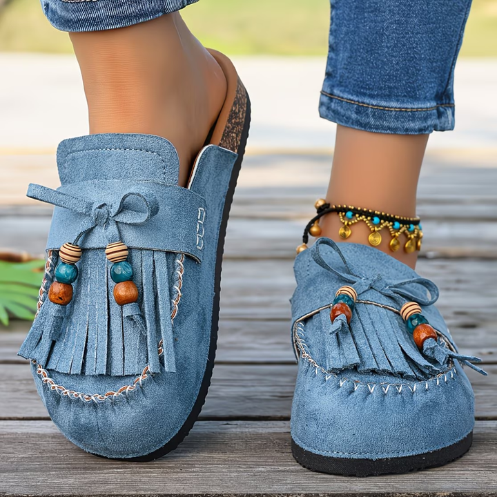 Mehra - Mocasines de Ante Estilo Bohemio