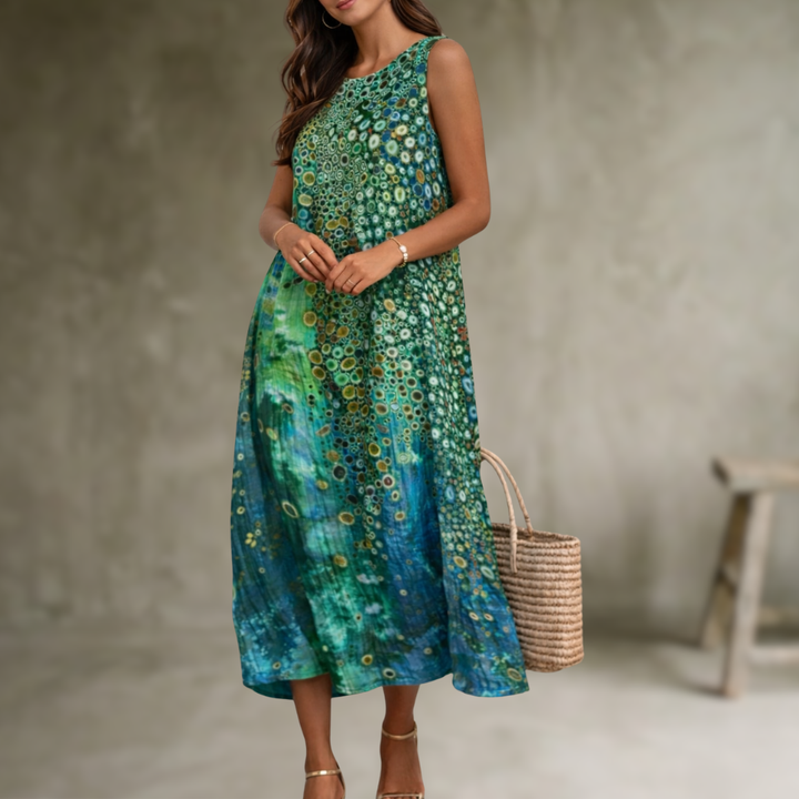 Natia - Vestido Midi Sin Mangas de Algodón