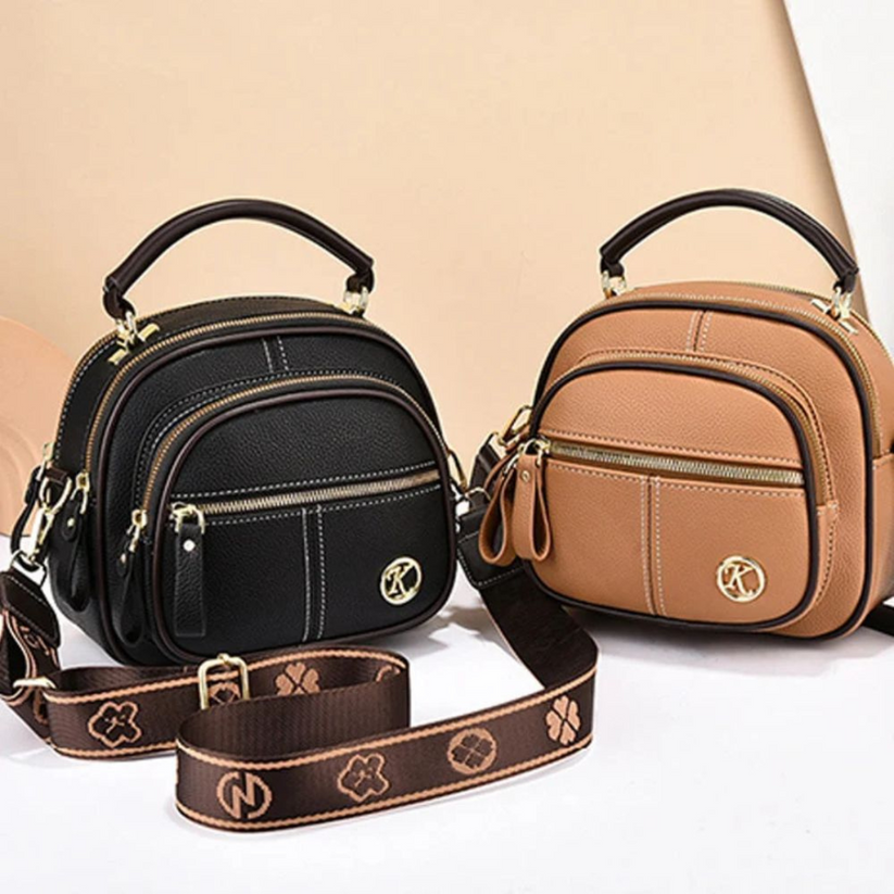 Janette - Bolso Bandolera de piel con Múltiples Compartimentos