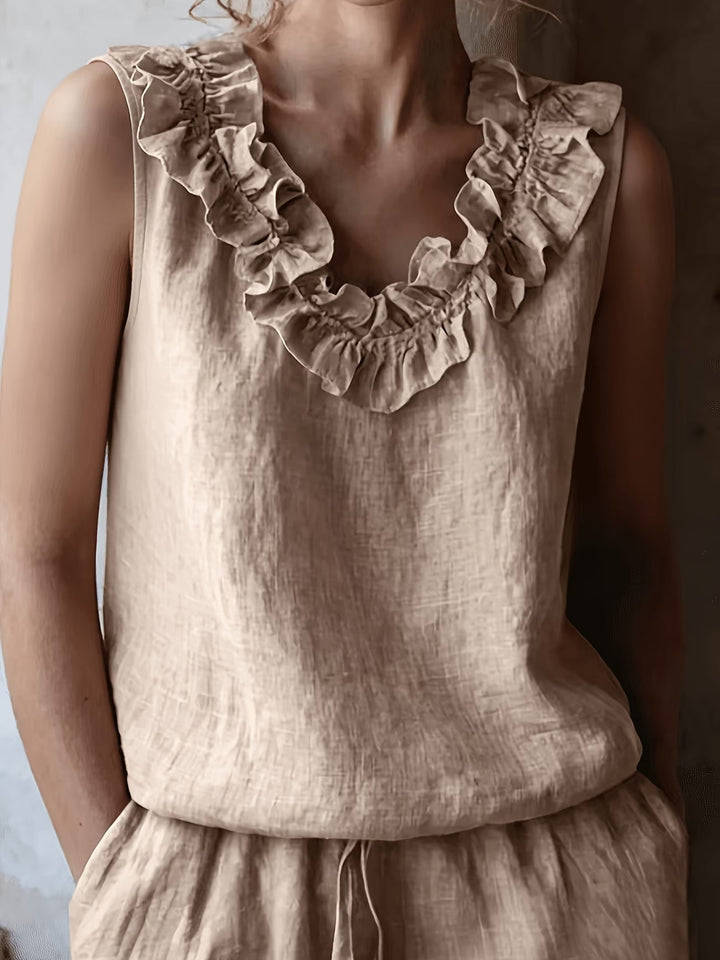 Safiya - Blusa Sin Mangas Con Cuello De Volantes