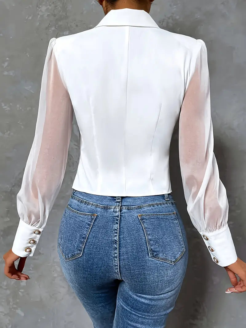 Yurelle - Elegante Blusa con Cuello en Pico