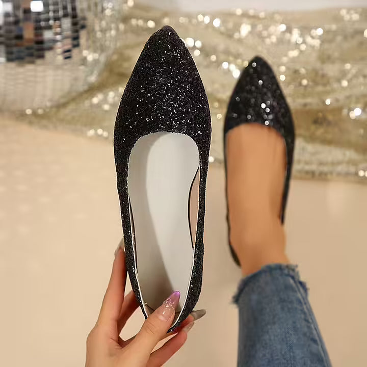 Krysten - Zapatos De Tacón Con Punta Afilada y Purpurina a La última Moda
