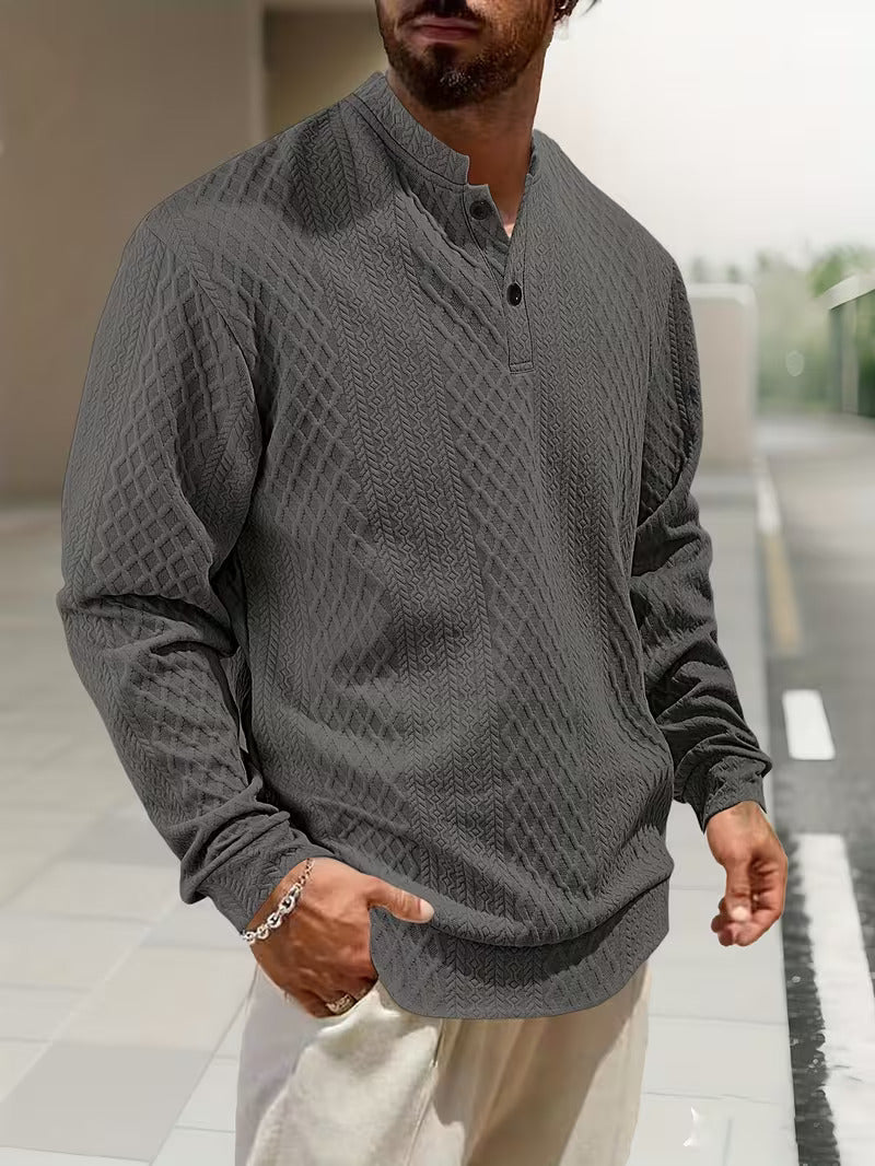 Mathew – Jersey Henley De Manga Larga Con Diseño Geométrico De Punto