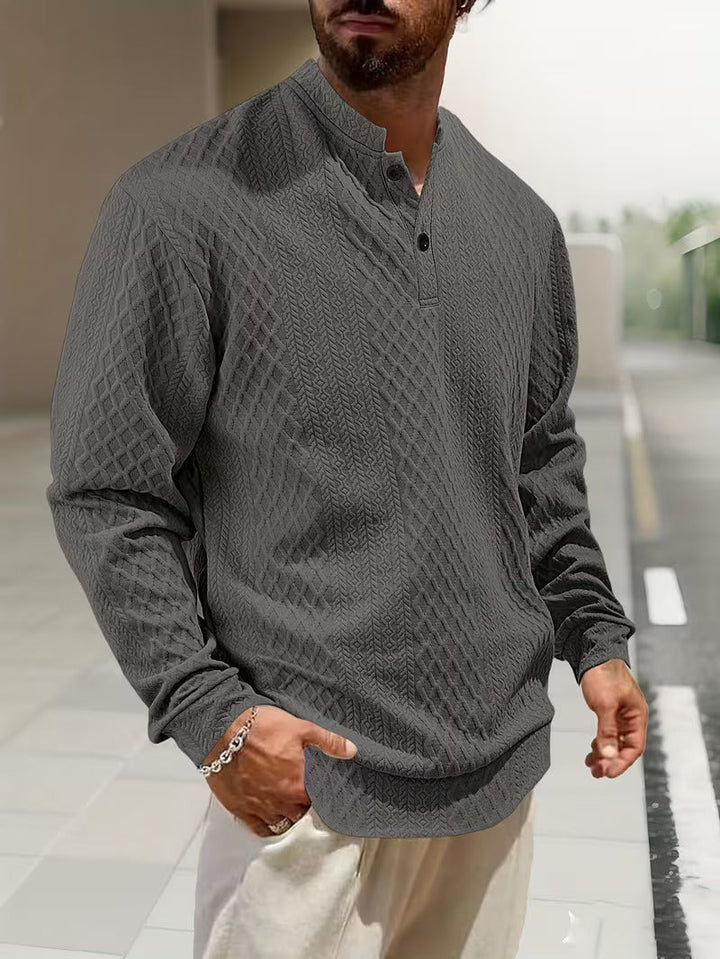 Mathew – Jersey Henley De Manga Larga Con Diseño Geométrico De Punto