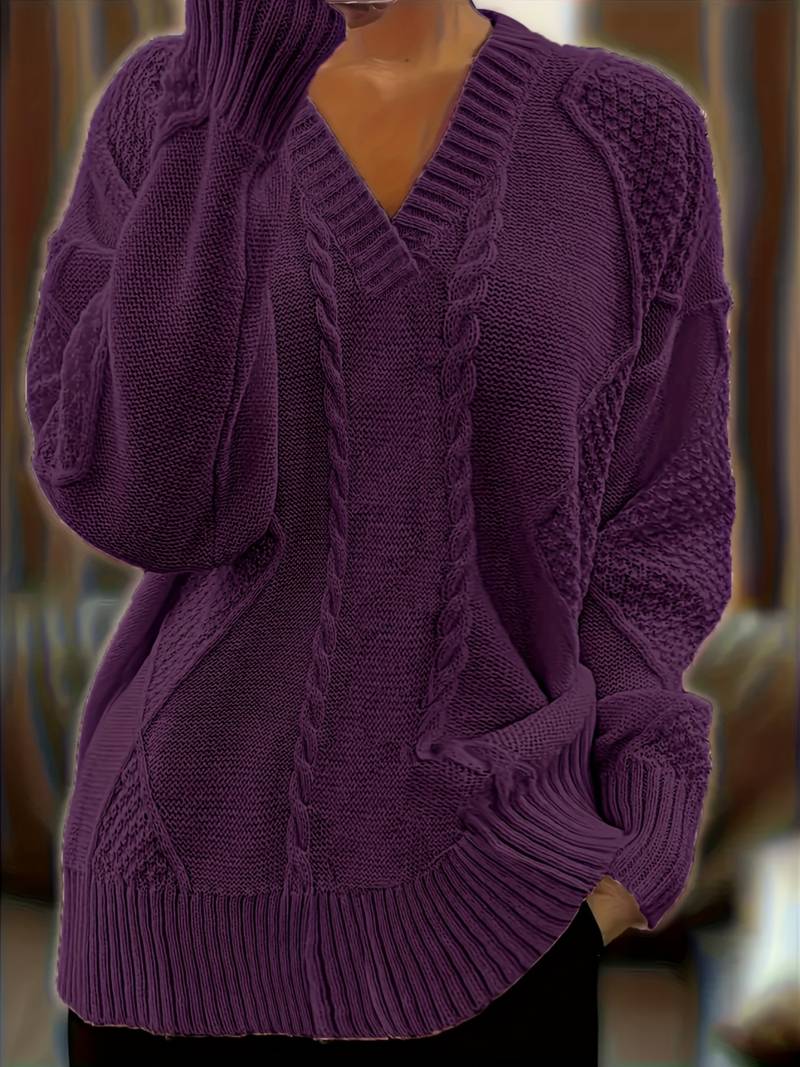 Tzvia - Jersey de Punto Informal Con Cuello en V
