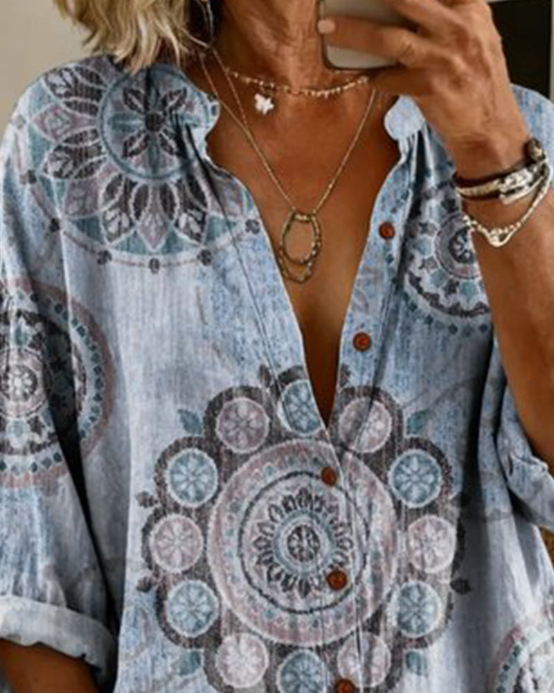 Nirita - Camiseta De Manga Larga Con Estampado De Mandala