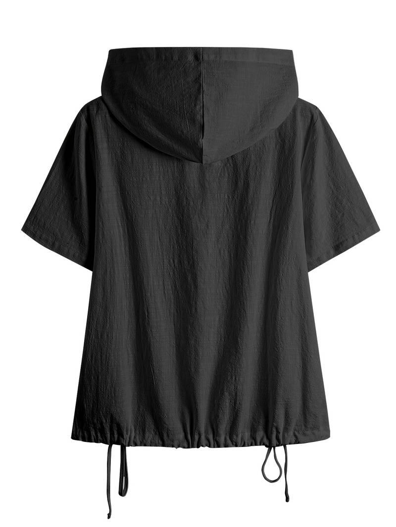 Dounia - Sudadera Holgada De Manga Corta Con Capucha Y Botones