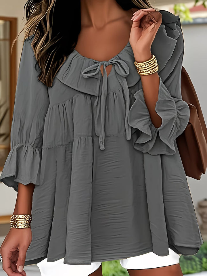 Garbine - Blusa Elegante Con Cuello De Volantes