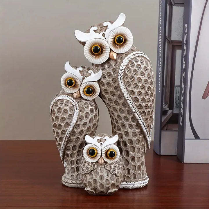 EchoOwlet - Figurita Moderna De Una Familia De Búhos