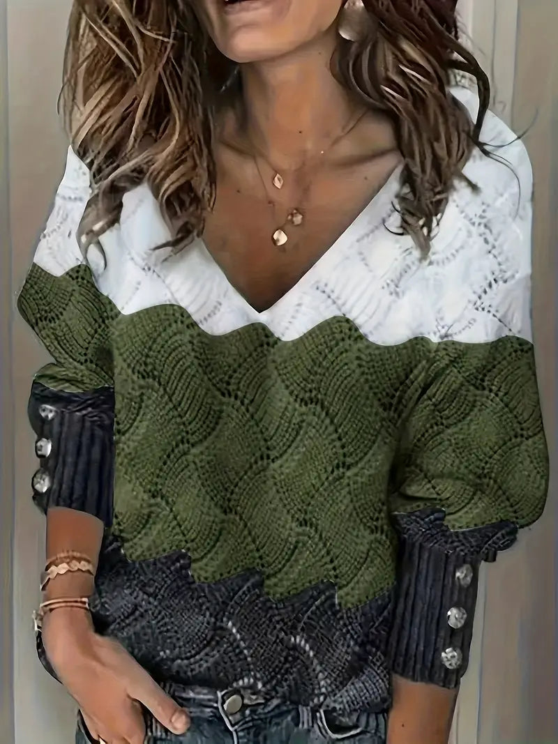 Renilda - Elegante Jersey De Punto Con Cuello En V