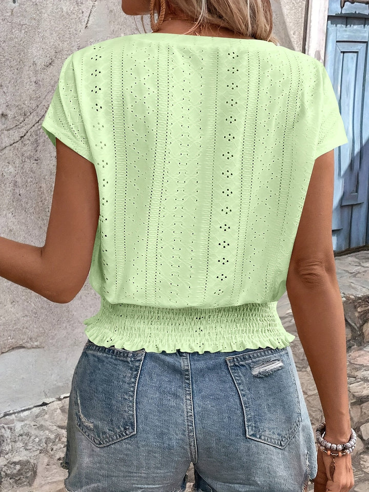 Delores - Elegante Camiseta Con Cuello En V Y Mangas Murciélago