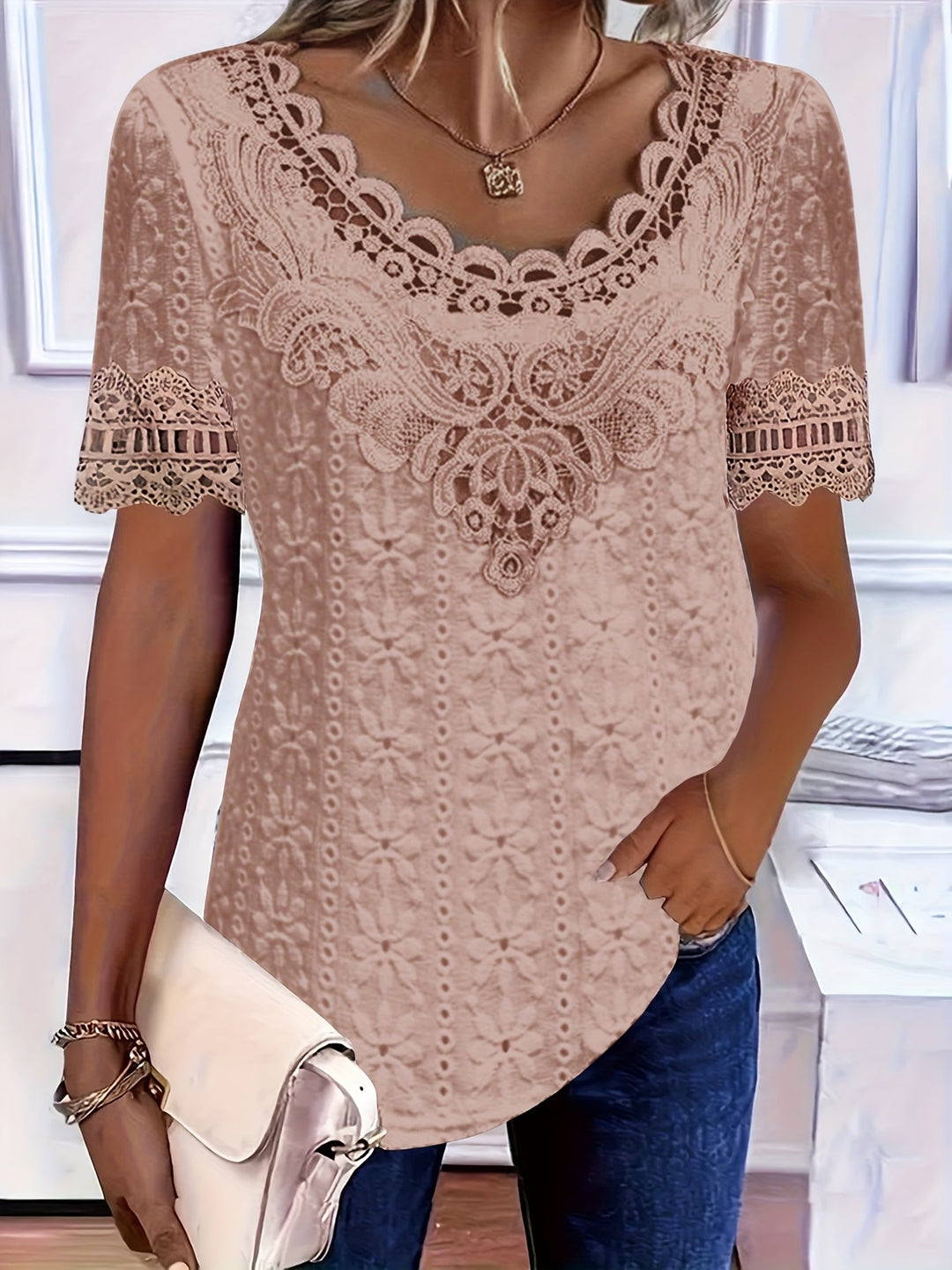 Rickea - Elegante Blusa De Manga Corta
