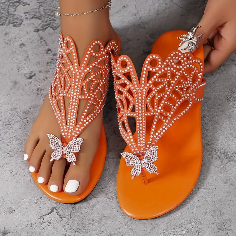 Rosalia - Elegante Sandalia de Piel Con Cubierta de Mariposa