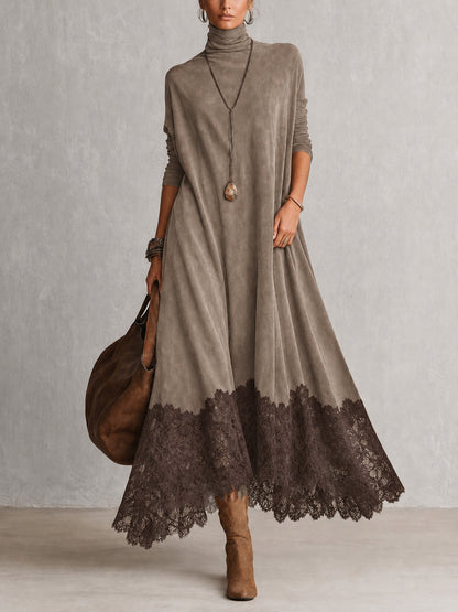Albria - Vestido Largo de Manga Larga con Estilo Vintage