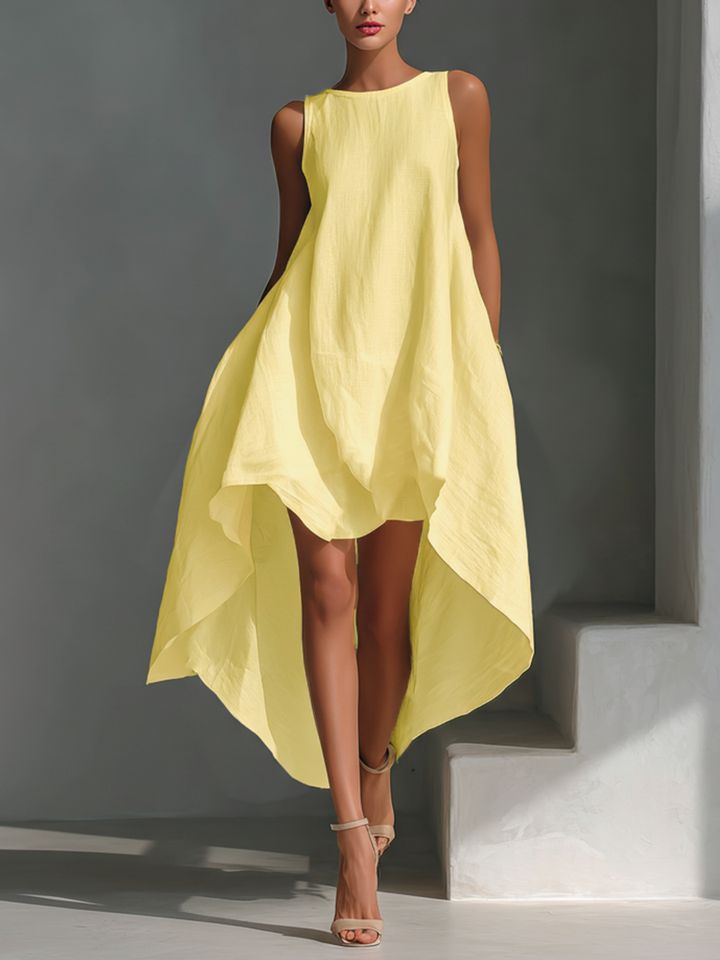 Alyna - Vestido Midi Sin Mangas Con Bajo Asimétrico