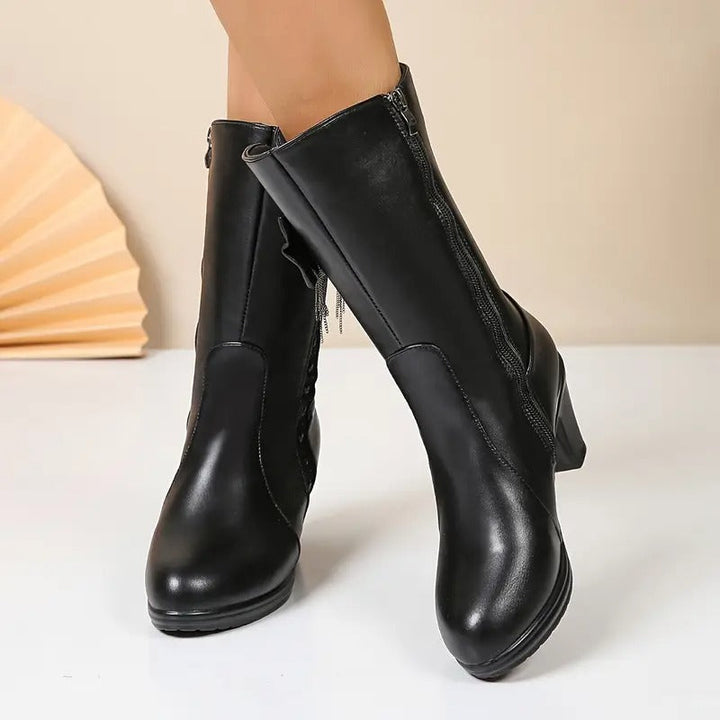Nuccia - Botas Vintage De Cuero Con Lazo