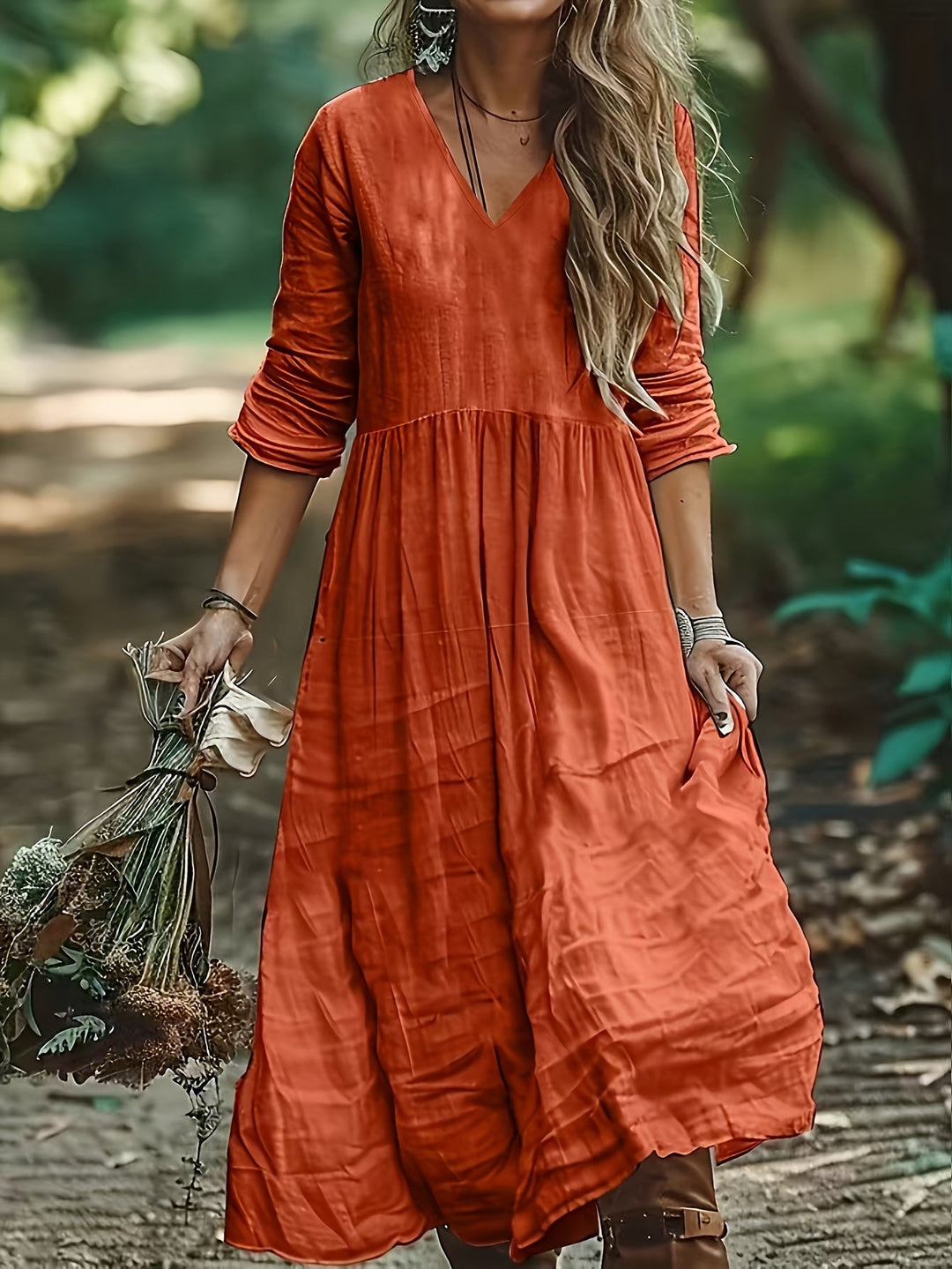 Shirron - Vestido Largo de Moda Con Cuello en V