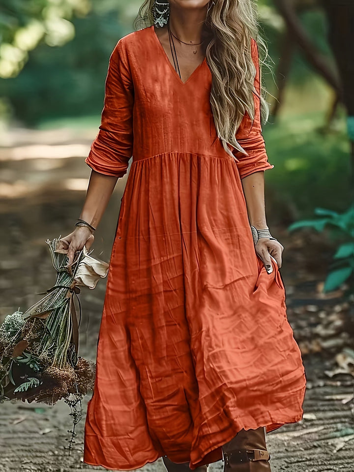 Shirron - Vestido Largo de Moda Con Cuello en V