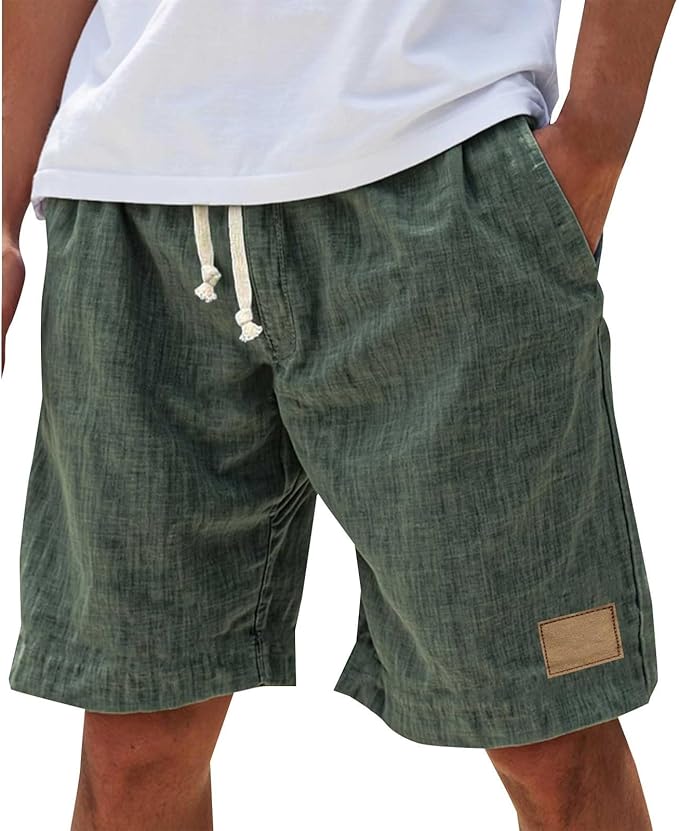 Alonz - Pantalones Cortos De Lino Con Cintura Elástica