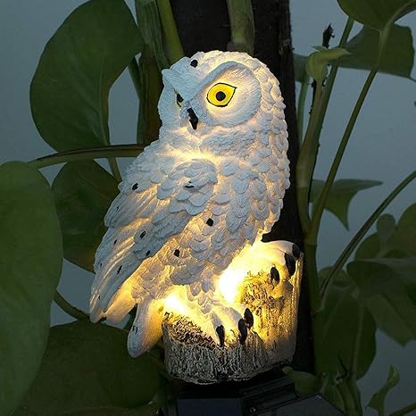 SolarOwl - Lámpara de jardín con Forma de Búho que Funciona con Energía Solar