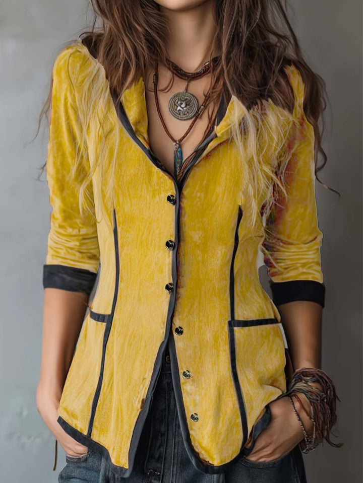 Yaara - Chaqueta Vintage Con Capucha y Manga Larga