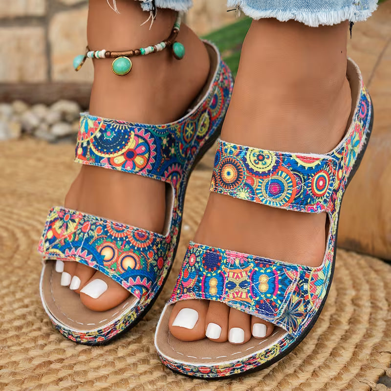 Dhifef - Sandalias De Verano Con Tacón Grueso Y Estampado