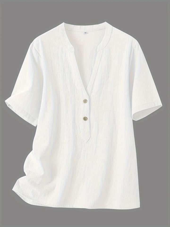Nerida - Blusa Moderna Con Cuello En V y Manga Corta