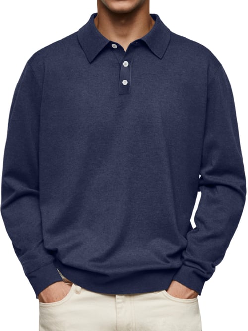 Dalvin - Casual y Cómodo Polo de Manga Larga Camisa