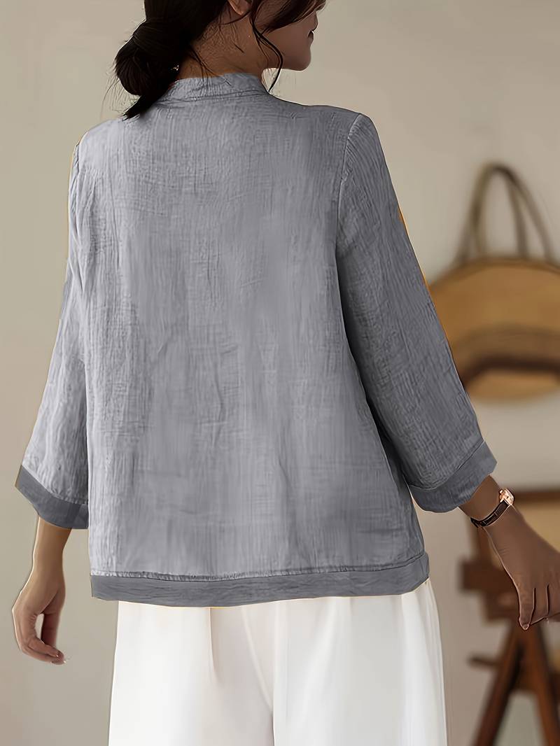 Sigal - Camisa Vintage Holgada Con Diseño de Patchwork