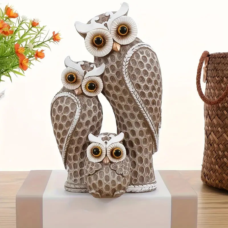 EchoOwlet - Figurita Moderna De Una Familia De Búhos