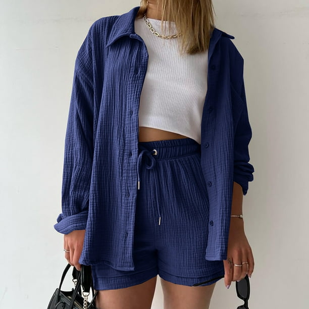 Katelyn - Conjunto De Dos Piezas Compuesto Por Camisa Y Pantalón Corto De Algodón