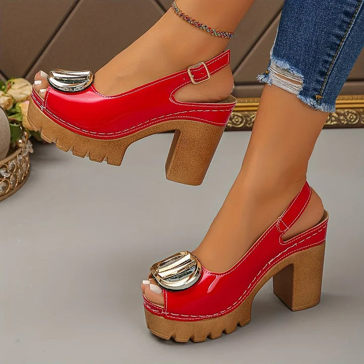 Megyn - Zapatos de Salón Con Hebilla Metálica de Estilo Vintage