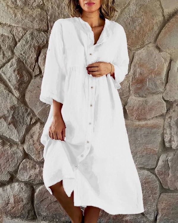 Nikita - Vestido Camisero Holgado de Algodón y Lino
