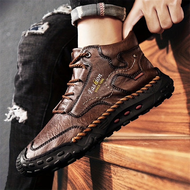 Kolman - Botines Casuales De Cuero Con Cordones Y Suela Antideslizante