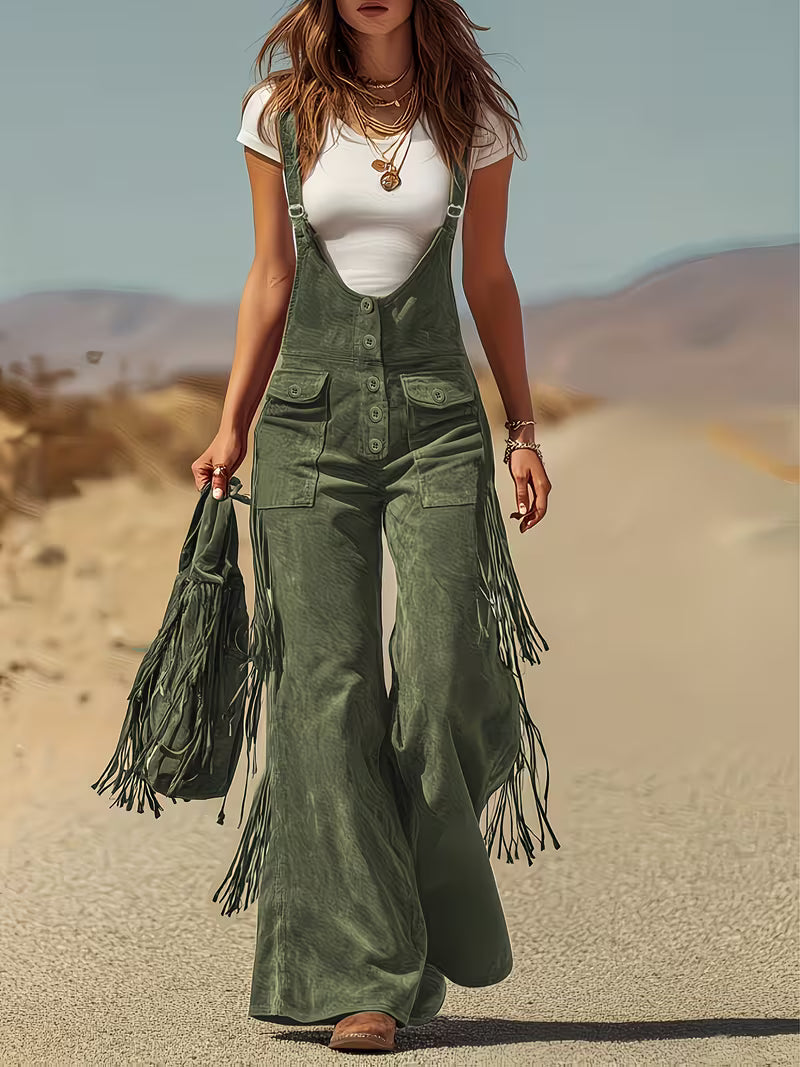 Ketiya - Pantalones Carga Anchos Con Flecos