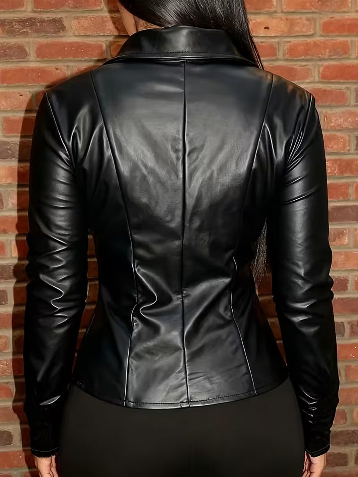 Shiona - Chaqueta De Cuero Con Bolsillos Delanteros