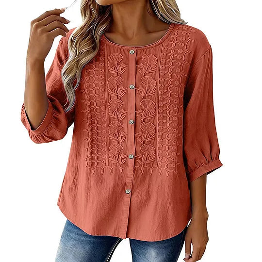 Andreza - Blusa De Algodón Con Botones