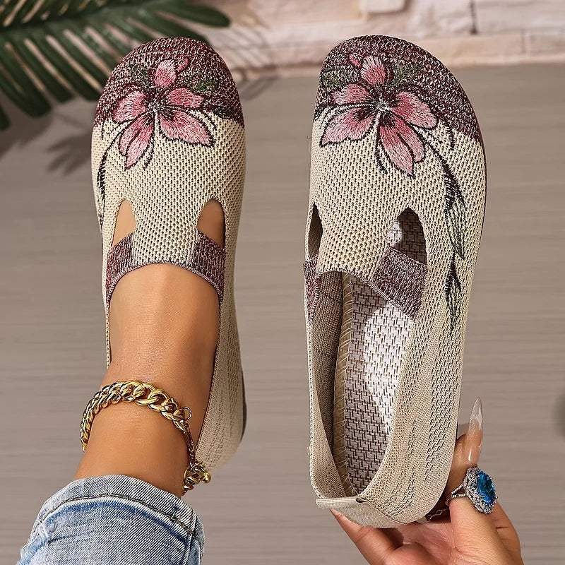 Martine – Zapatos de Punto Con Bordados Florales y Transpirables